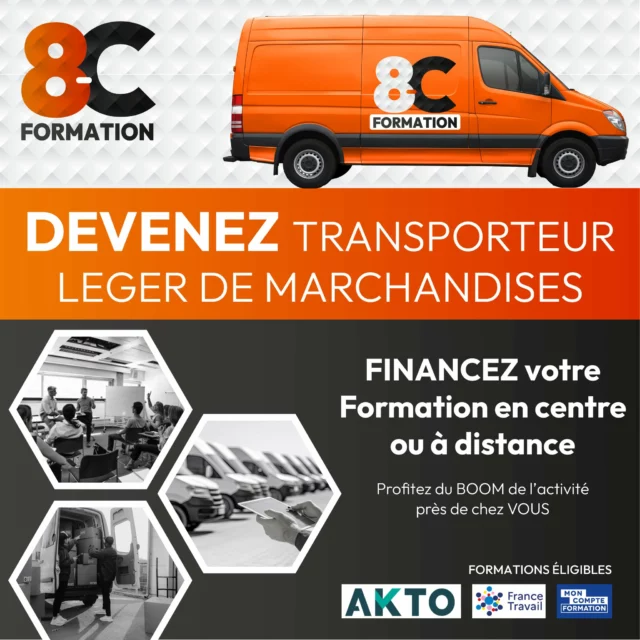 📦 DEVENEZ Capacitaire en transport léger de marchandises
Prenez votre avenir en main avec une activité indépendante, rentable et pleine d’avenir !

🔎 Voici les meilleures villes pour vous lancer dans la logistique et le transport léger de marchandises :

🏆 Paris / Île-de-France : Centre économique incontournable avec une forte demande en livraison urbaine et du dernier kilomètre.

🥈 Lyon : Ville stratégique avec un réseau autoroutier dense, idéal pour le transport de marchandises.
🚚 Bordeaux : Axe logistique en pleine croissance entre Atlantique et métropole, fort dynamisme entrepreneurial.

📦 Nice : Opportunité unique sur la Côte d’Azur avec une forte demande locale et saisonnière.

📍 Saint-Étienne : Territoire industriel en pleine reconversion, propice aux initiatives de transport local.

🚛 Torcy (77) : Localisation idéale en Île-de-France pour capter la dynamique logistique de l’Est parisien.

🌍 Strasbourg : Hub stratégique au carrefour de l’Europe, proche de l’Allemagne, Suisse et Belgique.

📊 Chiffres clés
Chiffre d’affaires du secteur : 3,27 milliards d’euros, dont 868,1 millions réalisés en France.

📈 Tendances
Le boom du e-commerce stimule la demande. Nos centres dans toutes ces villes vous proposent une formation adaptée, finançable (CPF, France Travail...), avec un accompagnement jusqu’à la réussite de votre projet entrepreneurial.

💼 Pourquoi vous lancer à votre compte ?
✅ Liberté totale d’organisation
✅ Maîtrise directe de vos revenus
✅ Flexibilité au quotidien
✅ Épanouissement personnel et professionnel

🎓 Nos formations sont certifiées Qualiopi, finançables, et conçues pour vous mener à la réussite entrepreneuriale durable.

📞 Infos & inscription : 04.97.23.35.65
🔗 Devis gratuit sur www.formation8-c.fr

#TransportMarchandises #Capacitaire #EntrepreneurTransport #FormationCertifiante #ReconversionProfessionnelle #ECAFFormation #TransportLeger #CPF #FranceTravail #Bordeaux #Lyon #Nice #SaintÉtienne #Torcy #Paris #Strasbourg #LogistiqueUrbaine #FormationTransport