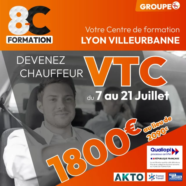 🌞Le bon plan de l’été : 15 jours pour lancer votre carrière VTC à Lyon !

Cet été, prenez la voie express vers une nouvelle carrière !

📅 Formation express : du 7 au 21 juillet 2025
📍 Centre Lyon Villeurbanne
📝 Examen le 22 juillet

Envie de changer rapidement de carrière ? Profitez de cet été pour devenir chauffeur VTC en seulement 15 jours grâce à notre formation complète « REUSSITE », parfaitement adaptée aux salariés ou aux personnes en reconversion ayant du temps pour le présentiel.

🎯 Les avantages du métier de chauffeur VTC à Lyon :
Activité en plein essor toute l’année
Clientèle variée : professionnels, particuliers, touristes
Flexibilité et indépendance dans votre activité
Potentiel élevé de revenus grâce aux plateformes de réservation

📚 Pourquoi choisir notre formation ?
Équilibre idéal entre autonomie et accompagnement personnalisé
Formation complète et intensive pour réussir l'examen VTC
Pratique au volant d'un véhicule spécialisé incluse
Accès illimité à notre plateforme exclusive d'examens blancs
Financement possible CPF, Pôle emploi, AKTO et autres dispositifs

🎁 Offre spéciale : 
Tarif exceptionnel : 1 800 € au lieu de 2 090 € soit 290 € d’économie en vous inscrivant à deux !

👥 Les avantages d’une formation avec un ami :
Motivation mutuelle renforcée
Révisions et apprentissage en duo
Partage enrichissant d’expériences
Réduction significative de vos frais de formation

Ne ratez pas cette occasion exceptionnelle de démarrer une nouvelle carrière dès cet été à Lyon !

📞 Contactez-nous vite pour réserver votre place !

#FormationVTC #ChauffeurVTC #ReconversionPro #OpportunitéCarrière #Lyon #Villeurbanne #CPF #FormationRéussite #Été2025